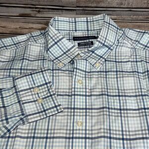 Southern Tide Charleston Button Down Large Blue Plaid Performance Long Sleeve